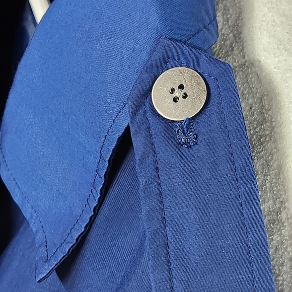 Rachel Zoe Double Breasted Cropped Trench Coat Size Medium Color Blue - Picture 6 of 10